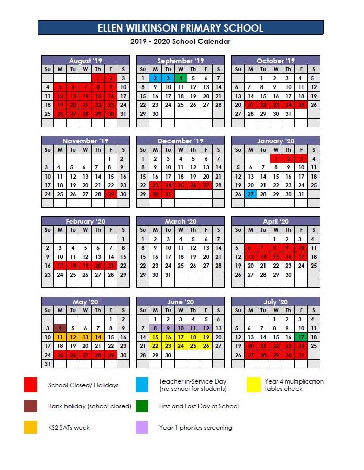 Ellen Wilkinson Primary School - Term Dates